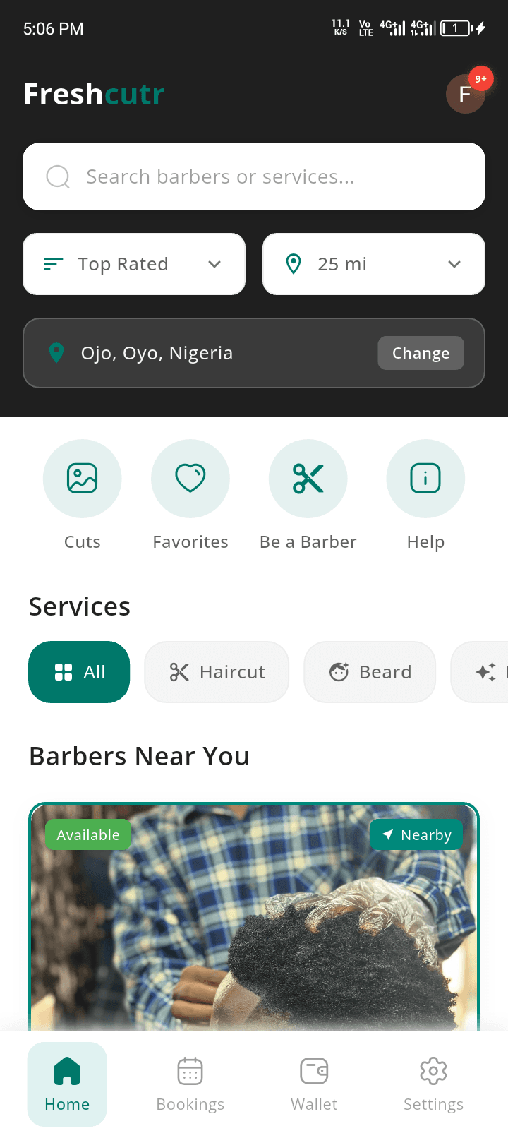 Freshcutr app mockup